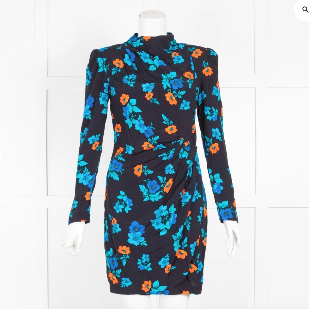 Maje Black Floral Long Sleeve Dress